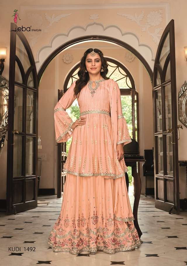 Eba Lifestyle Kudi Heavy Chinnon Top With Heavy Skirt Embroidered With Dupatta On Wholesale