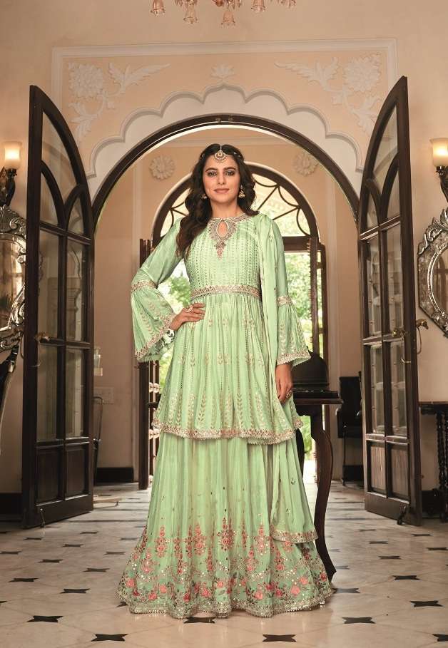 Eba Lifestyle Kudi Heavy Chinnon Top With Heavy Skirt Embroidered With Dupatta On Wholesale