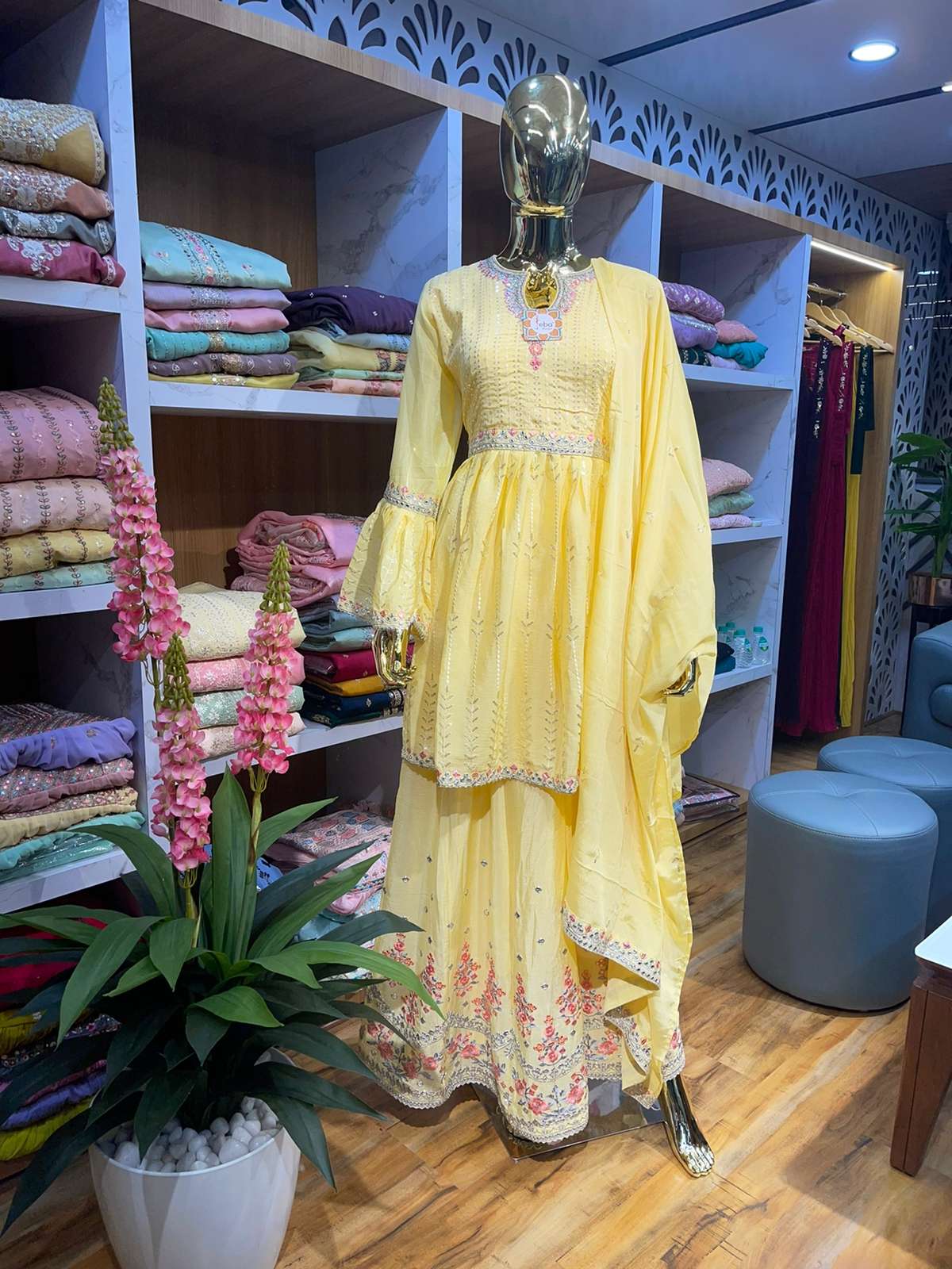 Eba Lifestyle Kudi Heavy Chinnon Top With Heavy Skirt Embroidered With Dupatta On Wholesale