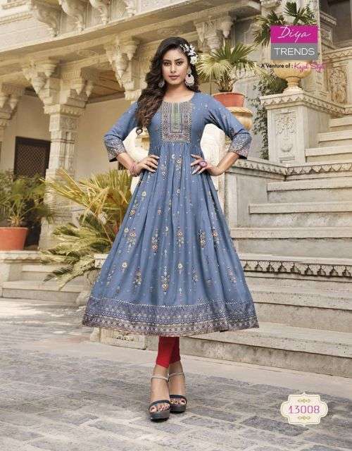Ethnicity Vol 13 By Diya Trendz Fancy Embroidery Kurti Collection On Wholesale