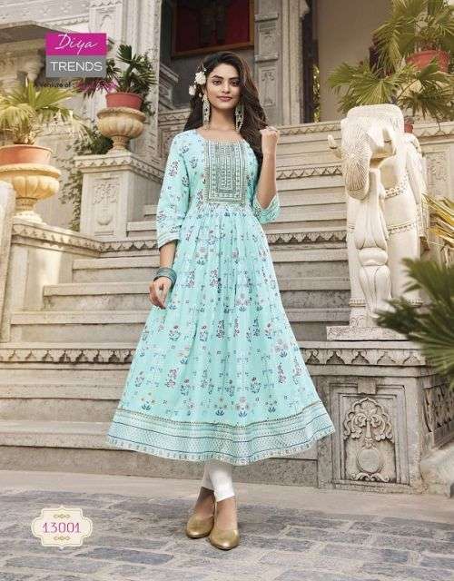 Ethnicity Vol 13 By Diya Trendz Fancy Embroidery Kurti Collection On Wholesale