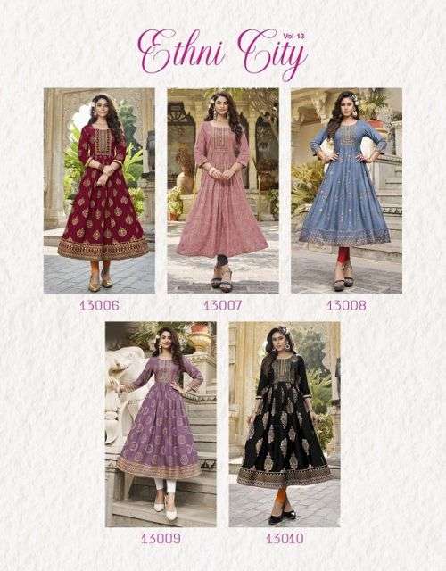 Ethnicity Vol 13 By Diya Trendz Fancy Embroidery Kurti Collection On Wholesale