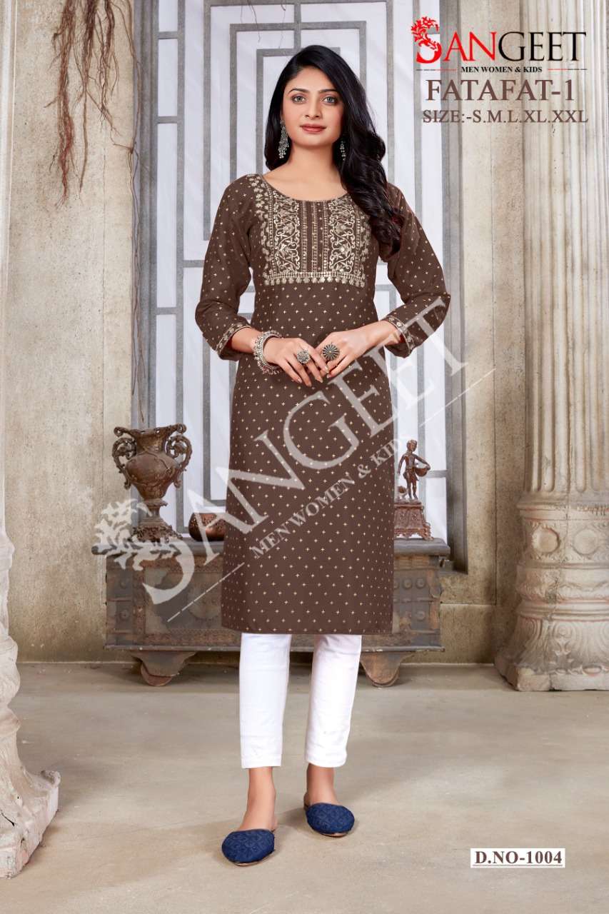 Fatafat -1 Present Ruby Magic Cotton Gold Print Embroidery Work On Wholesale