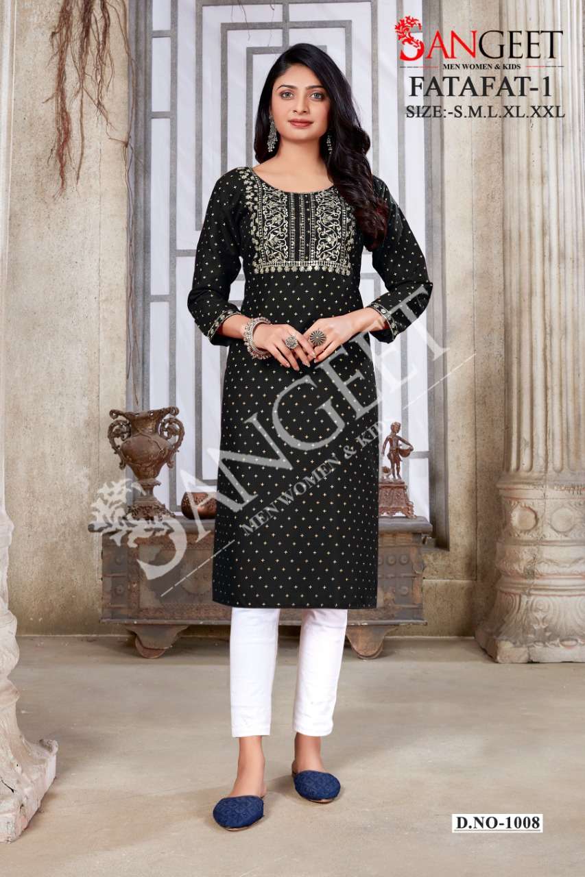 Fatafat -1 Present Ruby Magic Cotton Gold Print Embroidery Work On Wholesale