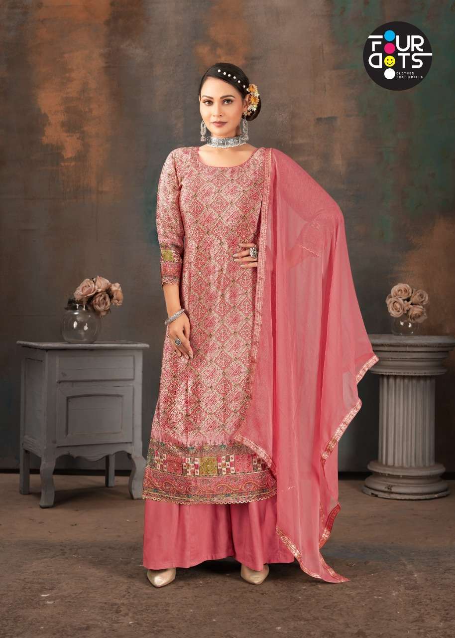 Fourdots Deepmala Pure Natural Crep Digital Print With Hand Work On Wholesale
