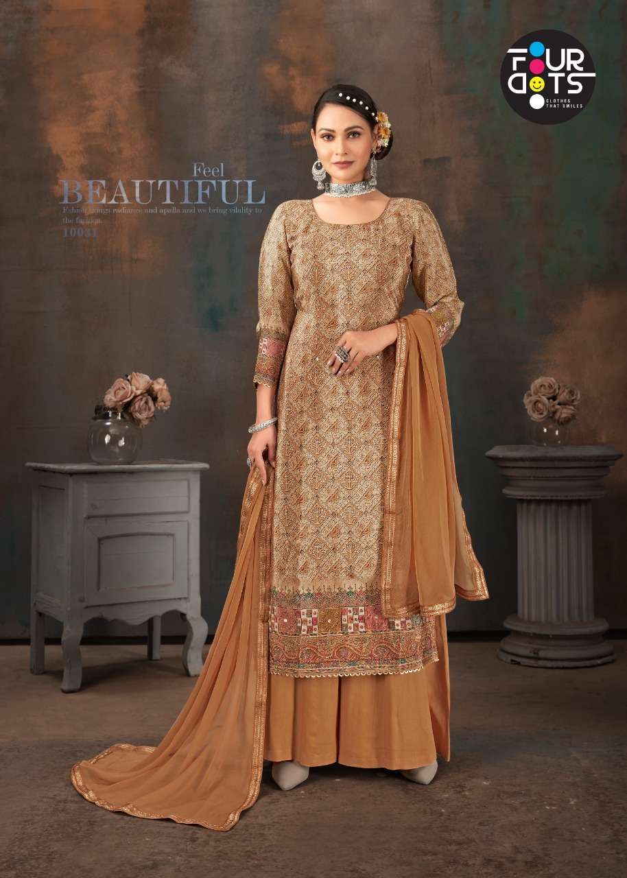 Fourdots Deepmala Pure Natural Crep Digital Print With Hand Work On Wholesale