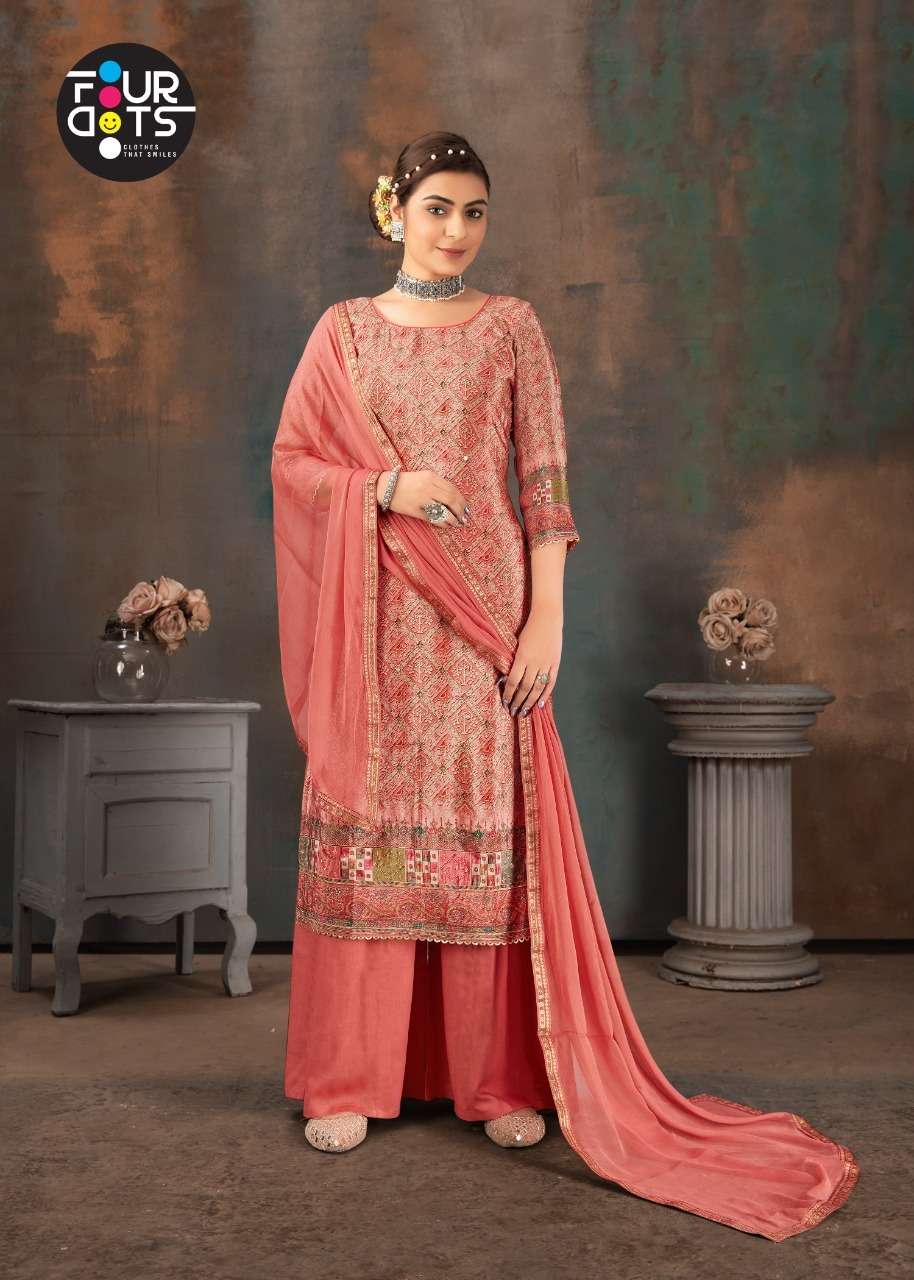 Fourdots Deepmala Pure Natural Crep Digital Print With Hand Work On Wholesale