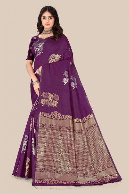 Gold Leaf Designer Banarasi Silk Saree Collection On Wholesale