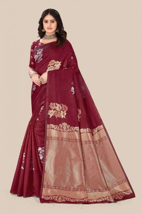 Gold Leaf Designer Banarasi Silk Saree Collection On Wholesale