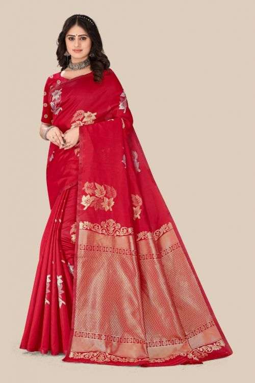 Gold Leaf Designer Banarasi Silk Saree Collection On Wholesale