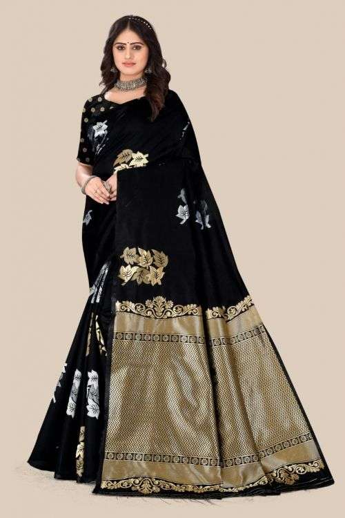 Gold Leaf Designer Banarasi Silk Saree Collection On Wholesale