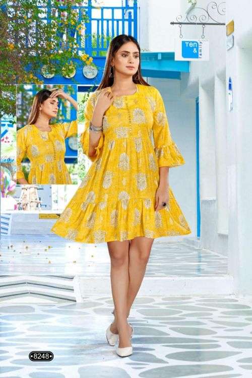 Golden Ginni Fancy Wear Designer Kurti Collection On Wholesale