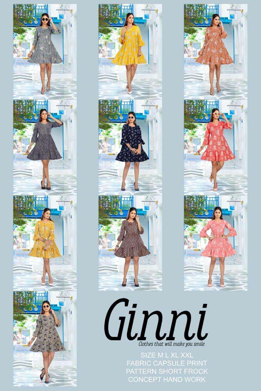 GOLDEN GINNI Pattern Short Frock Style On Rayon Capsule On Wholesale