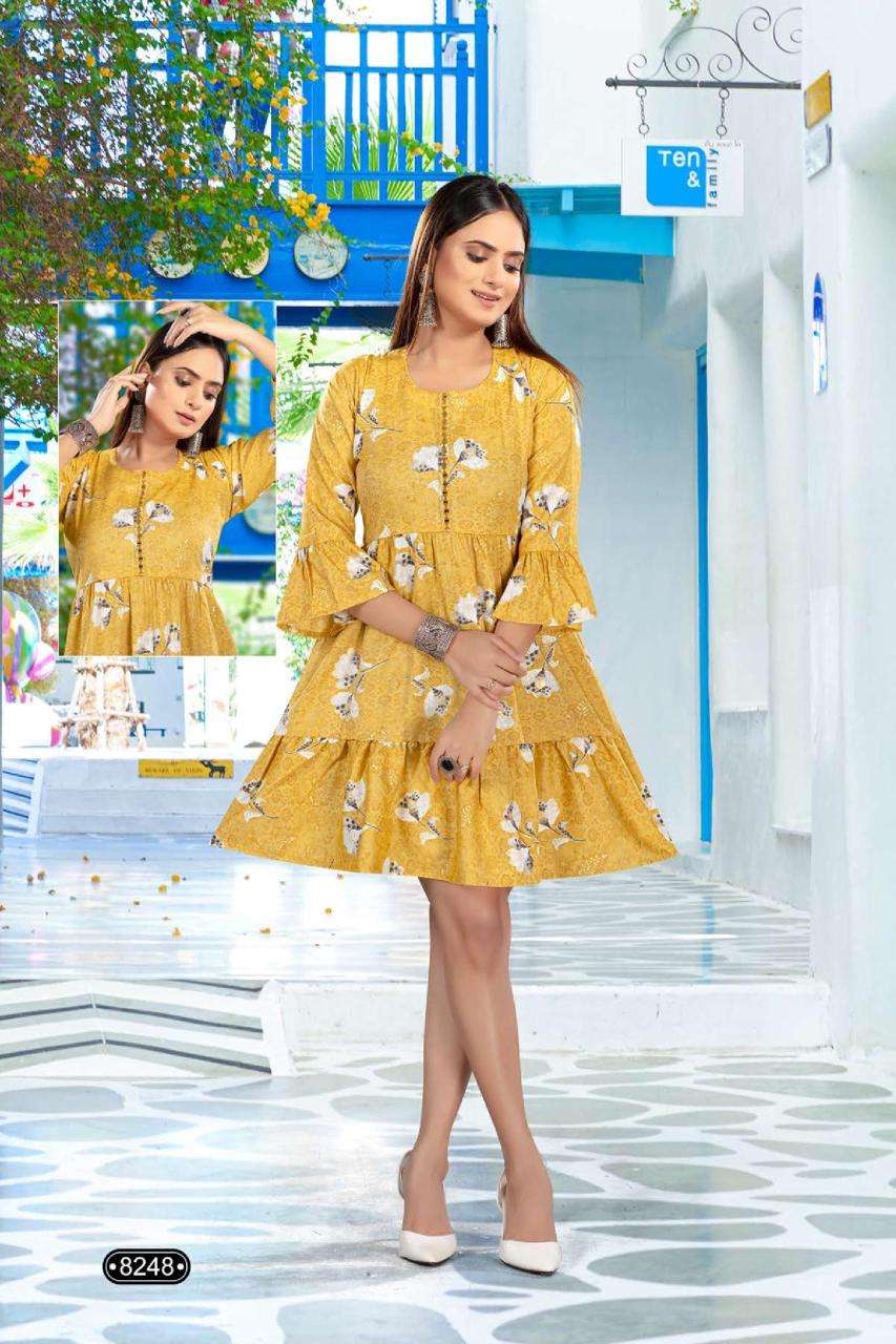 GOLDEN GINNI Pattern Short Frock Style On Rayon Capsule On Wholesale