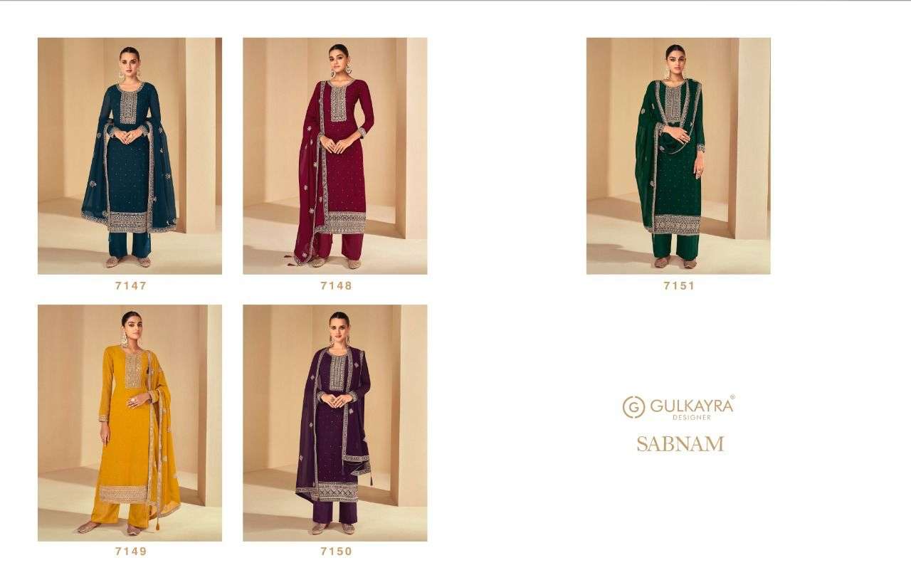 Gulkarya Designer Shabnam 7147-7151 Series Georgette Party Wear Fancy Salwar Kameez On Wholesale