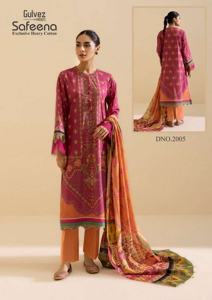 Gulvez Safeena Vol 1 Heavy Pure Cambric Cotton Pakistani Suits On Wholesale