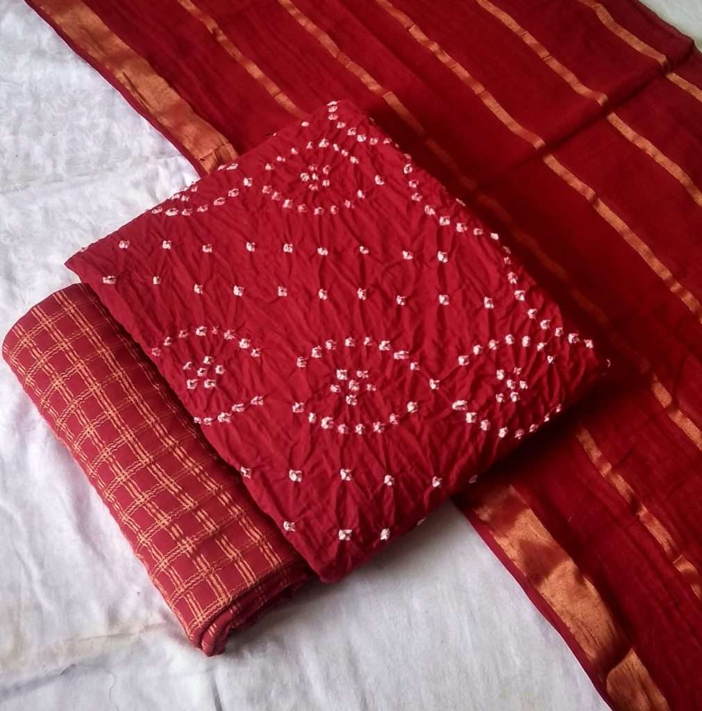 H Ton To Ton Pure Cotton Satin Bandhej Print On Wholesale