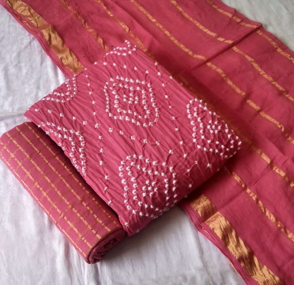 H Ton To Ton Pure Cotton Satin Bandhej Print On Wholesale