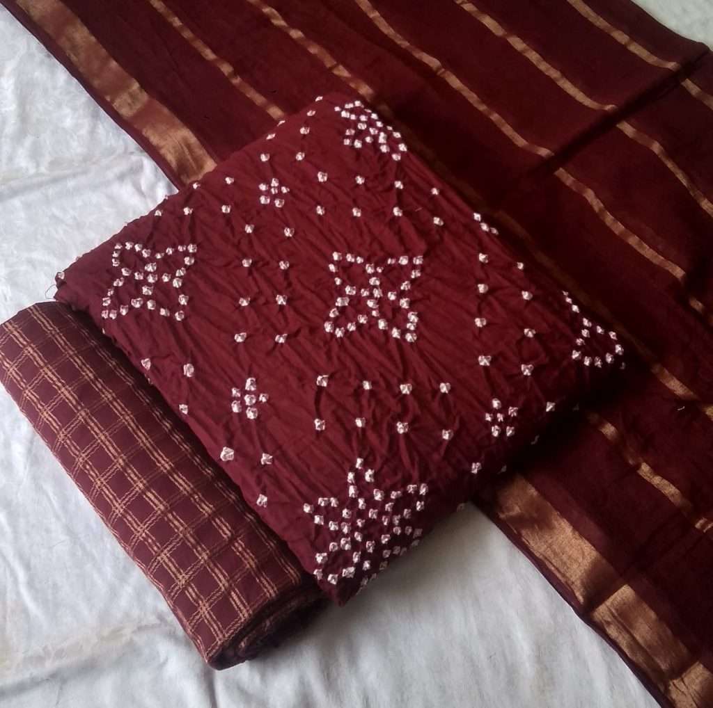 H Ton To Ton Pure Cotton Satin Bandhej Print On Wholesale