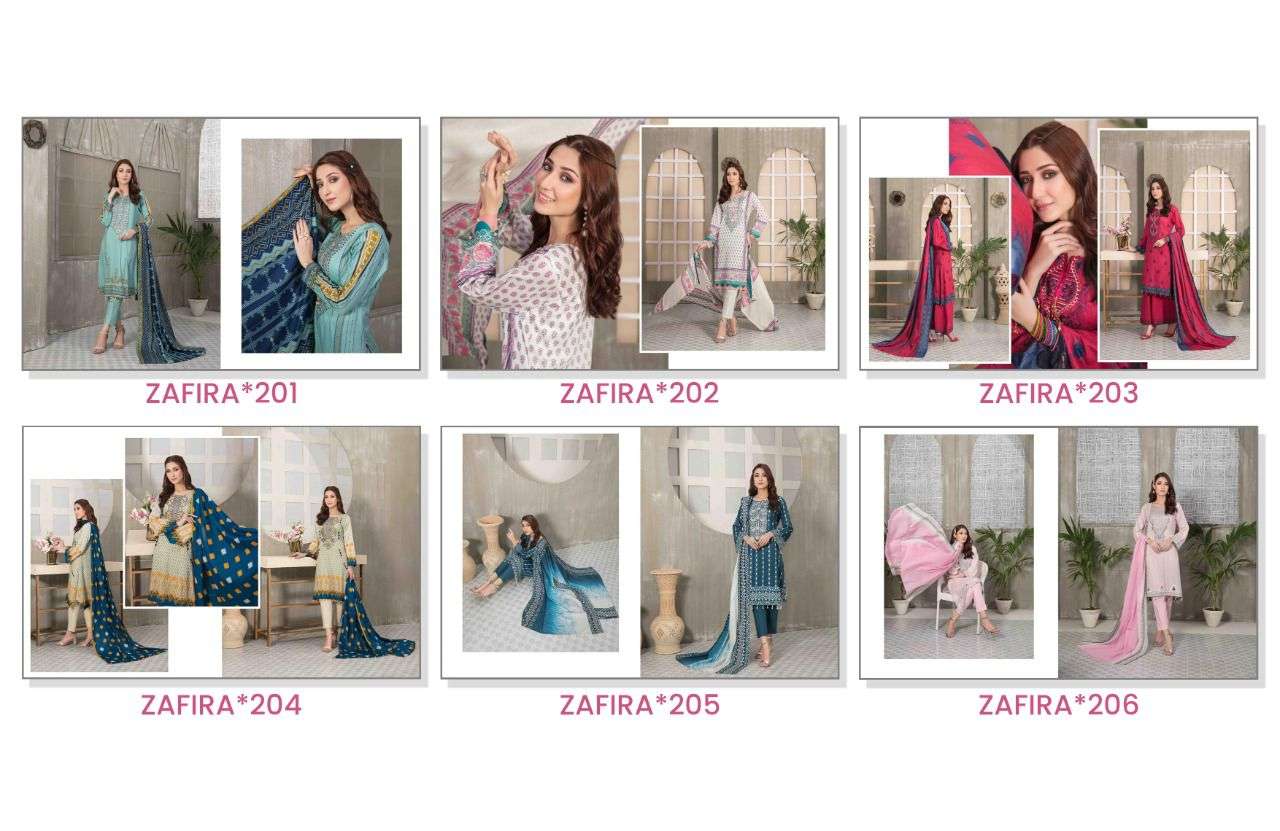 Hala Zafira Vol 2 By Asli  201 To 206 Seires Lawn Cotton Dresses On Wholesale