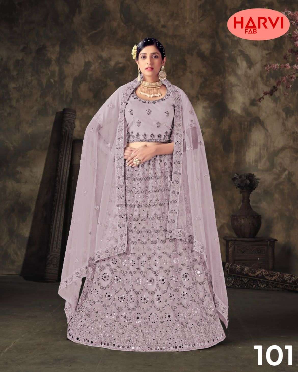 Harvi Fab Heavy Embroidered Work lehanga Choli On Wholesale