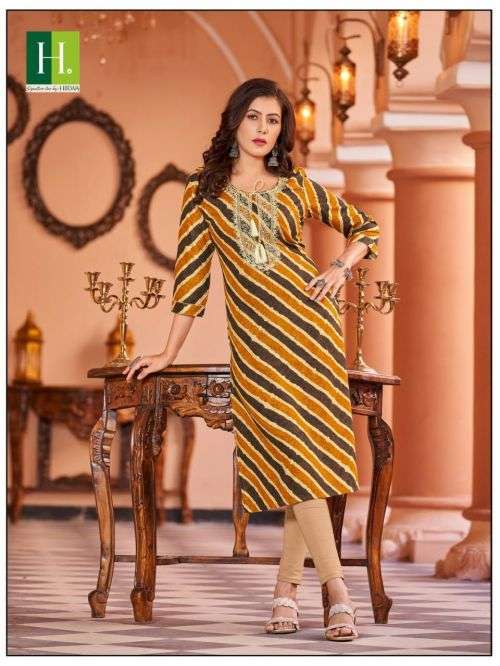 Hirwa Leheriya Rayon Fancy Designer Embroidery Kurti On Wholesale