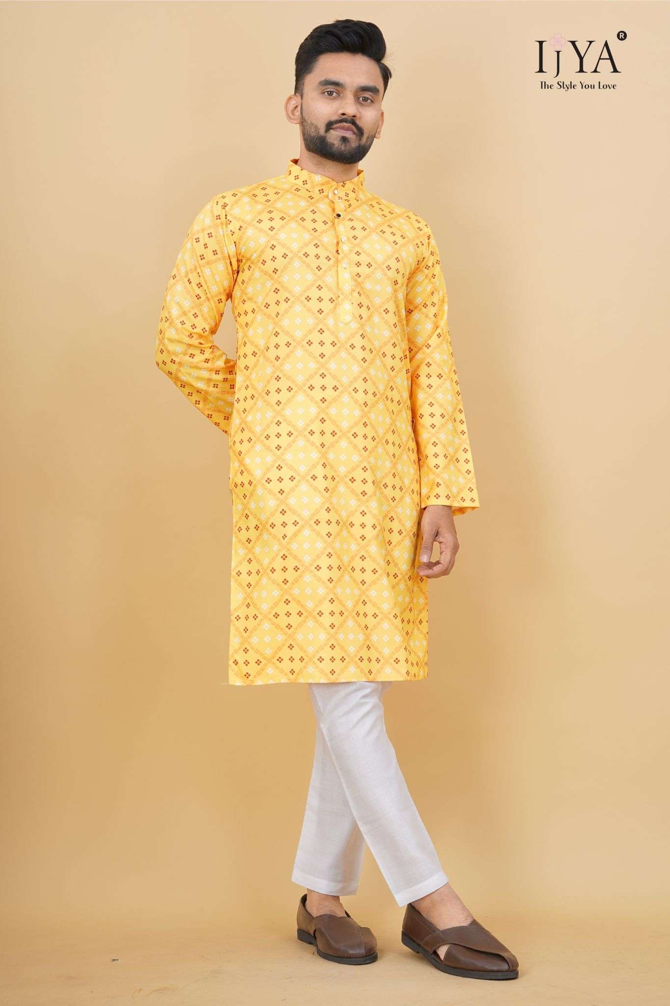 Mens kurta for haldi ceremony clearance