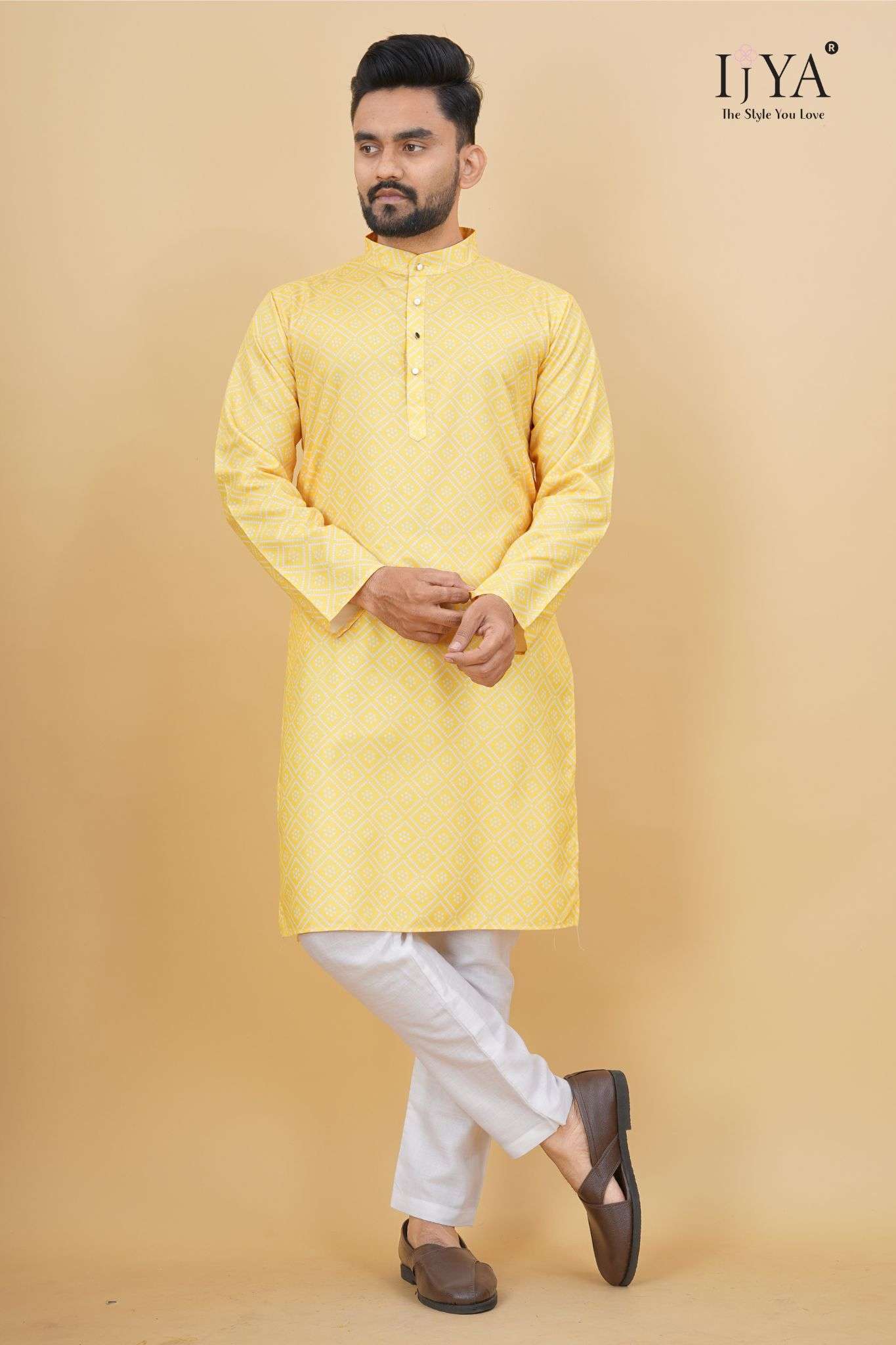 IJYA Brand Mens Yellow Kurta Launch For Haldi Function 