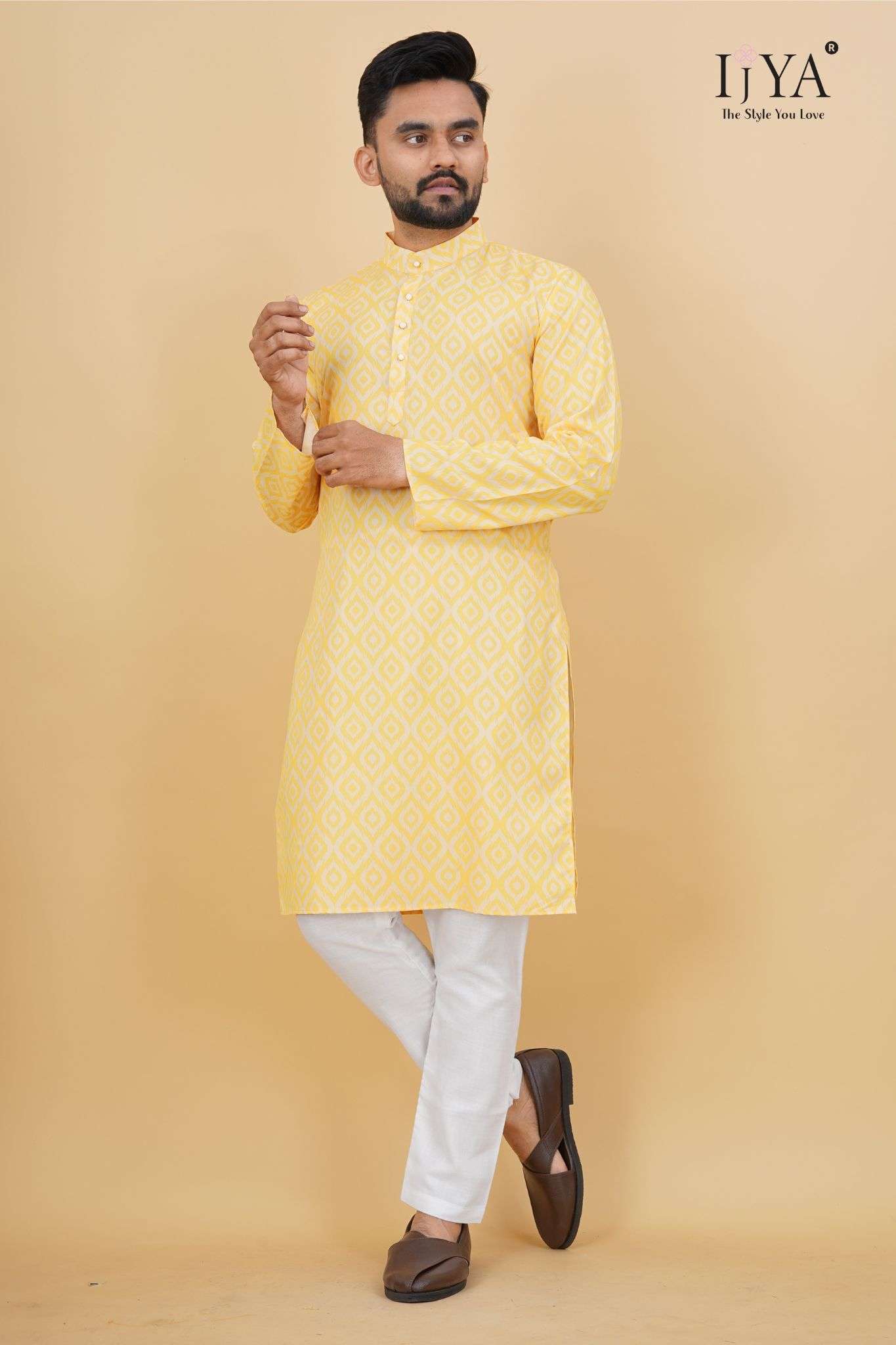 IJYA Brand Mens Yellow Kurta Launch For Haldi Function 