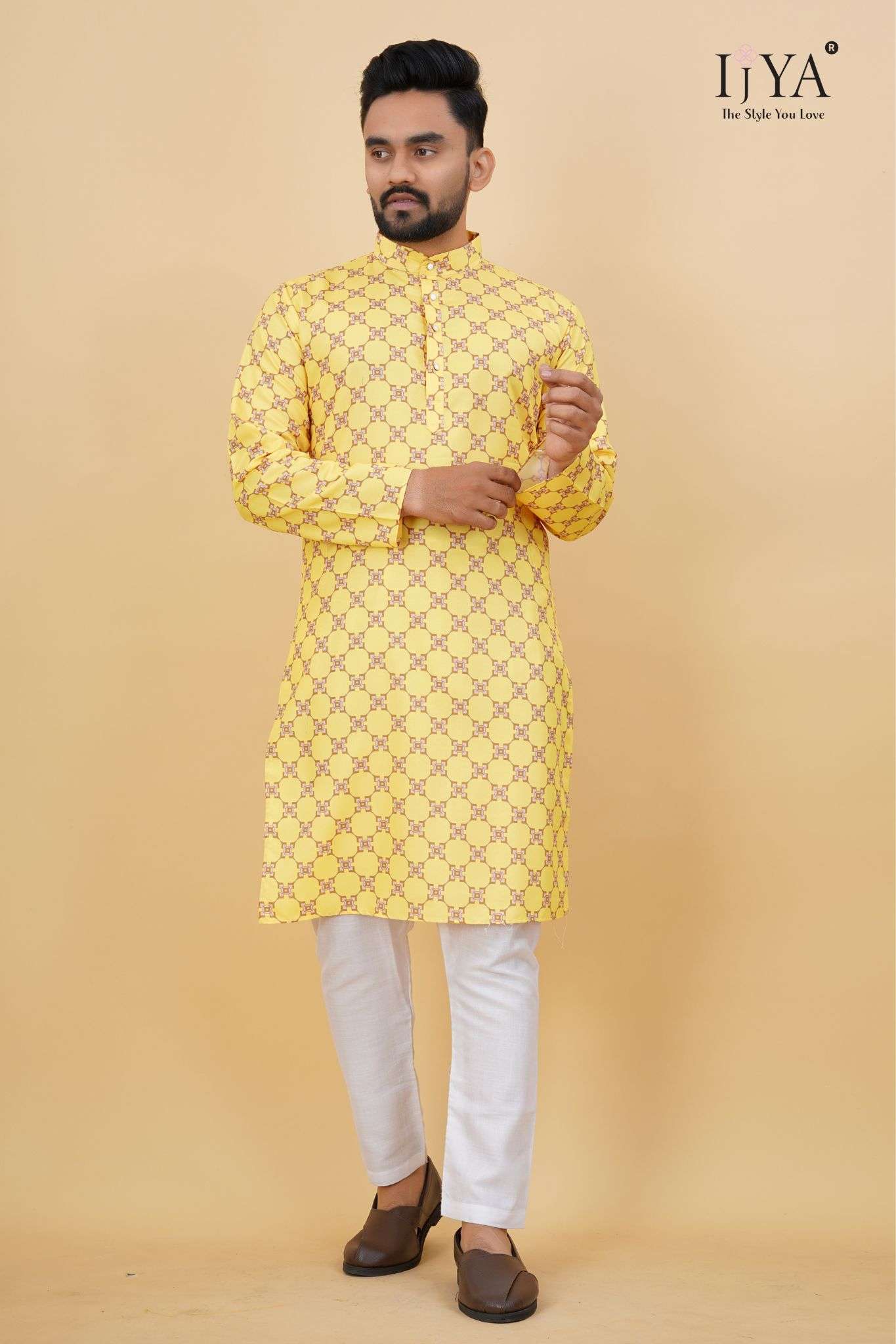 IJYA Brand Mens Yellow Kurta Launch For Haldi Function 