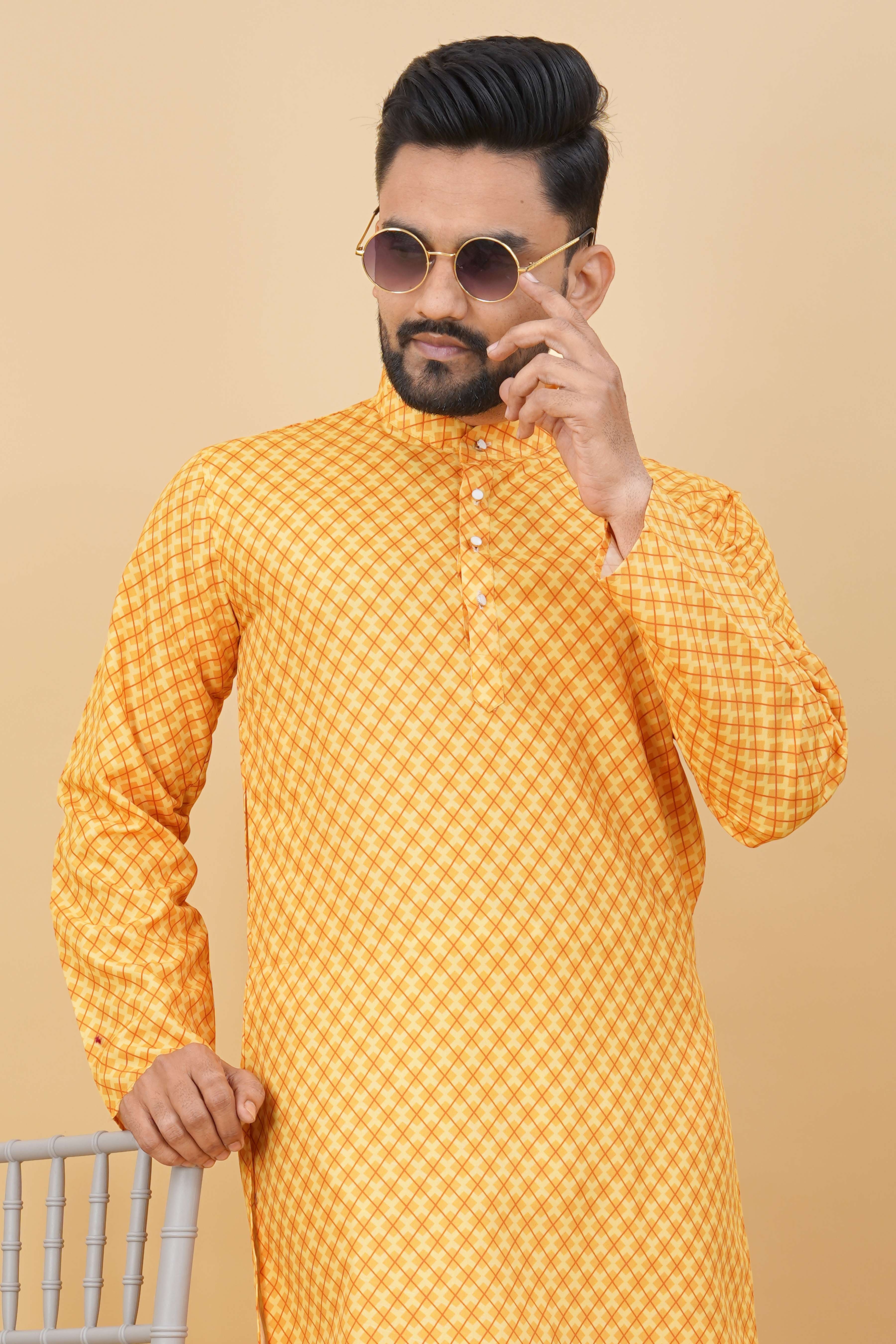 IJYA Brand Mens Yellow Kurta Launch For Haldi Function 