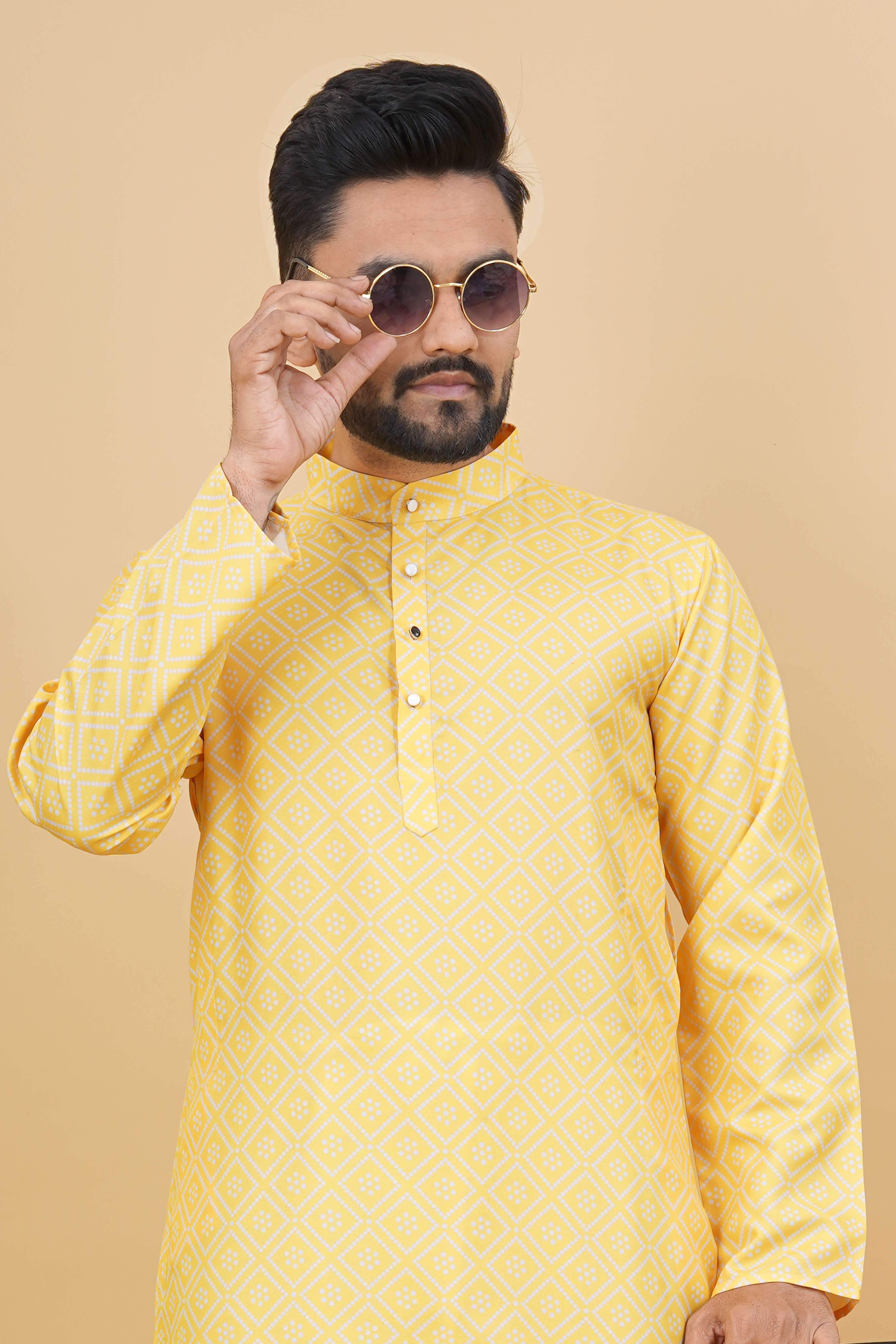 IJYA Brand Mens Yellow Kurta Launch For Haldi Function 