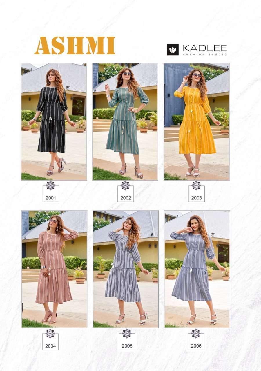  Kadlee Fashion Ashmi 2001-2006 Series Kurtis With Heavy Embroidered On Wholesale