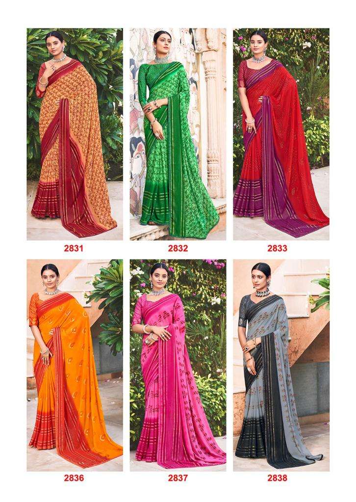 Kashvi Riwaz Fancy Wear Georgette Saree Collection On Wholesale