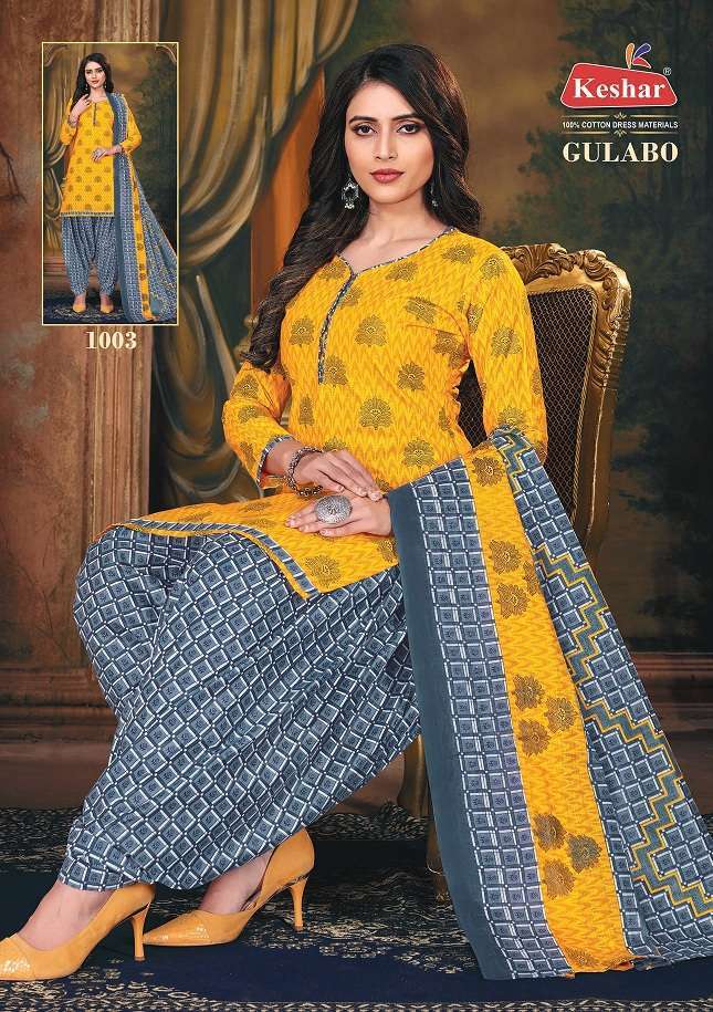 Kesar Present Gulabo Vol-1 Series 1001-1012 Pure Cotton Suit On Wholesale