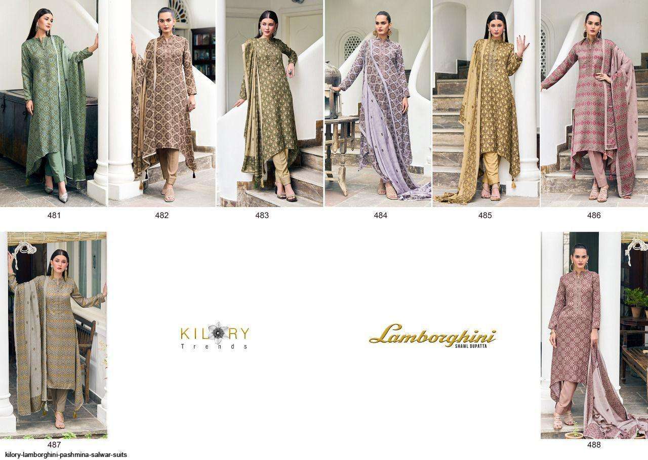 Kilory Trends Lamborghini Pashmina Digital Print Suits Winter Collection On Wholesale