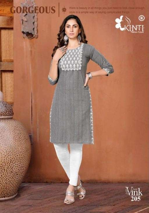 Kinti Vink Vol 2 Handloom Cotton Embroidery Kurti Collection On Wholesale
