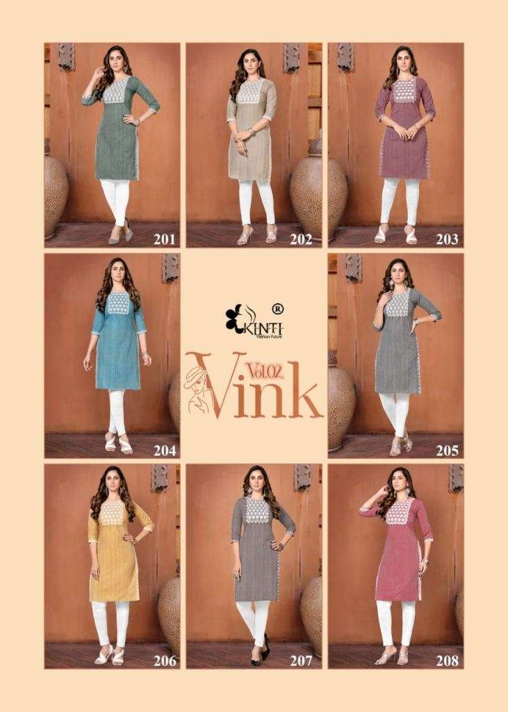 Kinti Vink Vol 2 Handloom Cotton Embroidery Kurti Collection On Wholesale