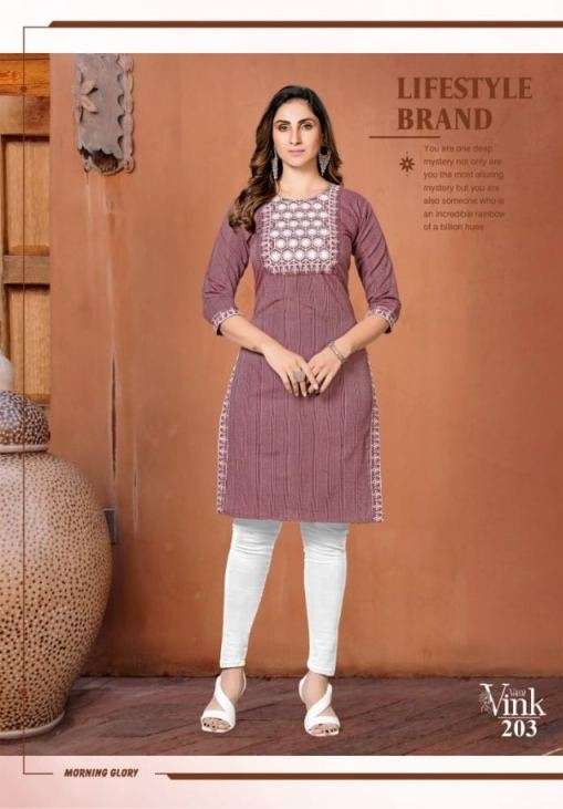 Kinti Vink Vol 2 Handloom Cotton Embroidery Kurti Collection On Wholesale