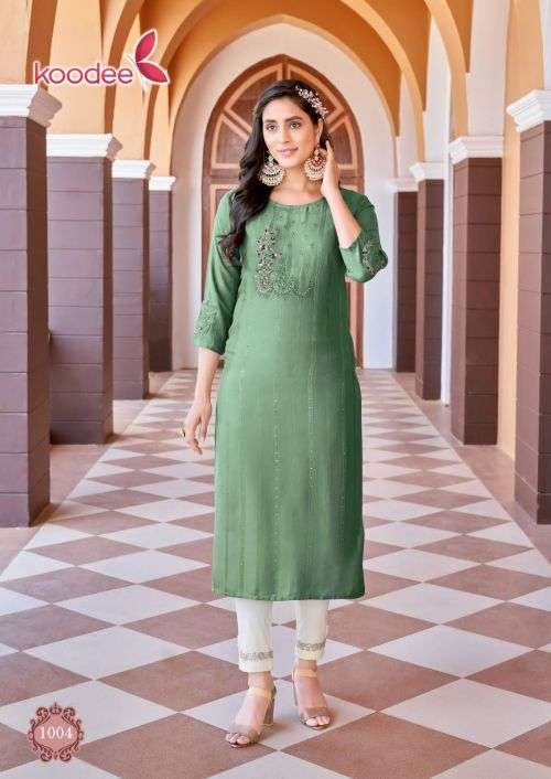 Koodee Naveli Vol 1 Stylish Stright Kurti With Bottom On Wholesale