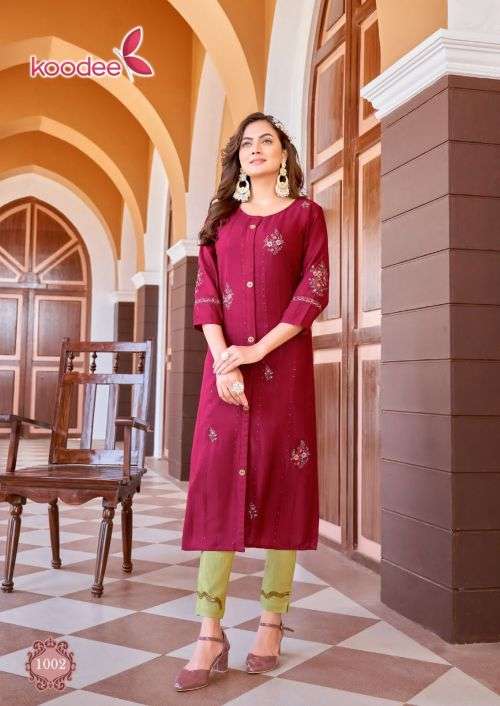 Koodee Naveli Vol 1 Stylish Stright Kurti With Bottom On Wholesale