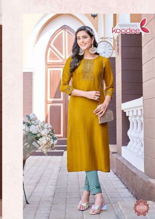 Koodee Naveli Vol 1 Stylish Stright Kurti With Bottom On Wholesale