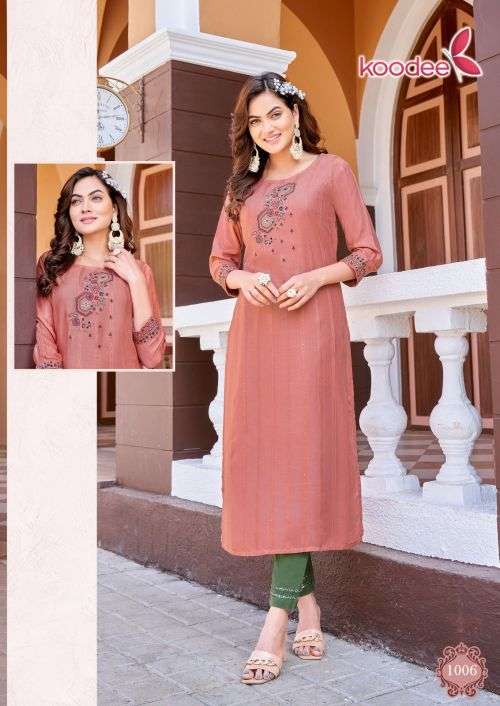 Koodee Naveli Vol 1 Stylish Stright Kurti With Bottom On Wholesale