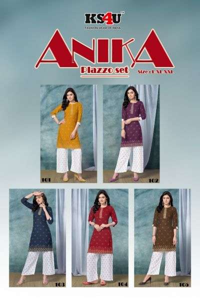 Ks4u Anika Fancy Wear Kurti With Bottom On Wholesale