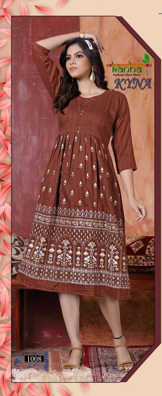 Kyna By Kanha Flare Style Designer Kurtis New Pattren On Wholesale