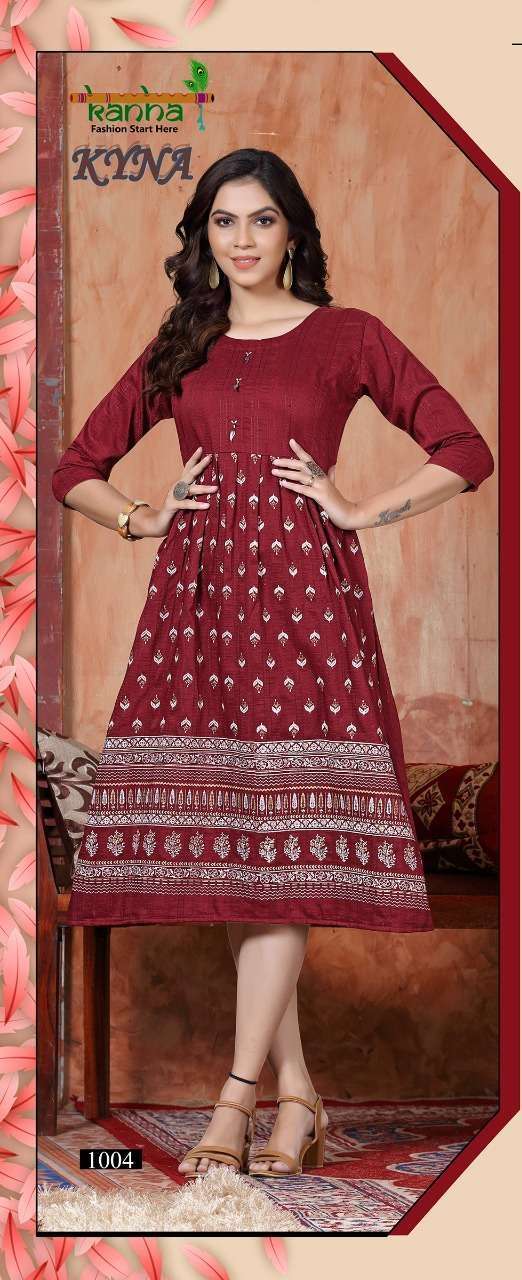 Kyna By Kanha Flare Style Designer Kurtis New Pattren On Wholesale