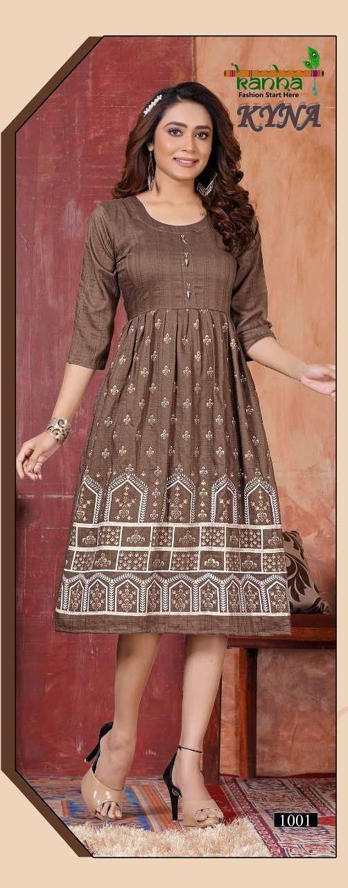 Kyna By Kanha Flare Style Designer Kurtis New Pattren On Wholesale