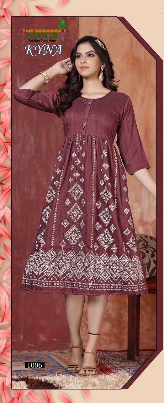 Kyna By Kanha Flare Style Designer Kurtis New Pattren On Wholesale
