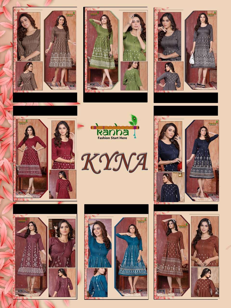 Kyna By Kanha Flare Style Designer Kurtis New Pattren On Wholesale