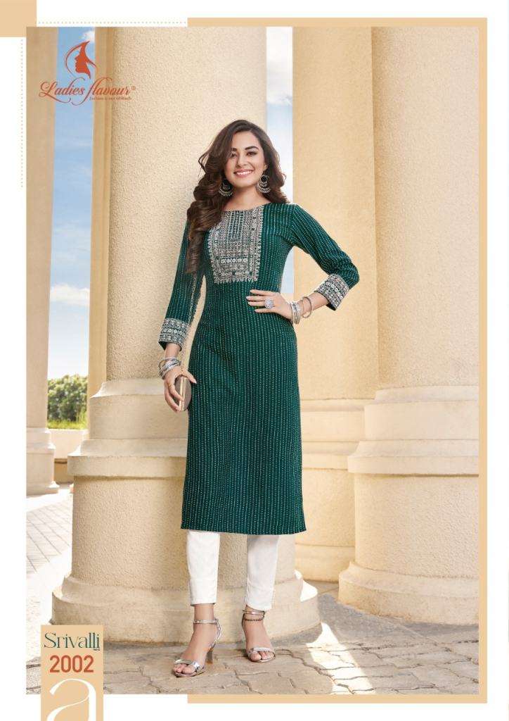  Ladies Flavour Srivalli Vol 2 Designer Embroidery Kurti Collection On Wholesale